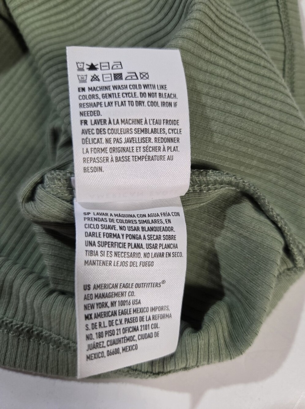 American Eagle Outfitters Ribbed Sage Square-Neck Crop Top - Picture 7 of 8